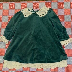 Wonder Nation Green Dress with White Ruffle